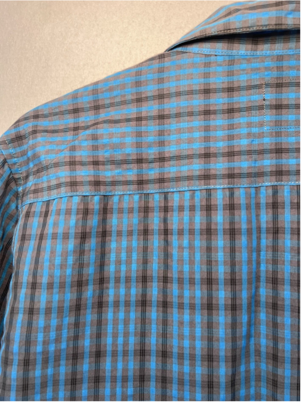Nordic Track Camp Shirt Men's Large Plaid Blue Black Long Sleeve Outdoors - Picture 7 of 10
